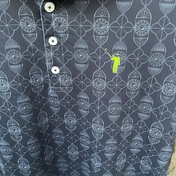 William Murray Mens Golf Polo Shirt Medium Navy Geometric Pattern Golfer - Picture 7 of 11